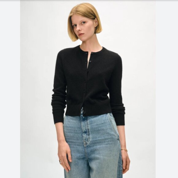 NEW White + Warren Cashmere Crewneck Essential Cardigan navy - Picture 2 of 7